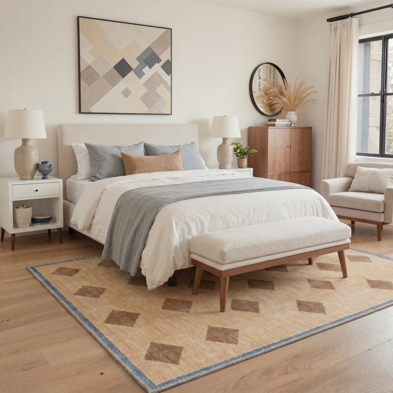 Diamondia Geometric Machine Washable Beige / Brown Indoor Area Rug with Non-Slip Backing, Rectangle 8' x 10'