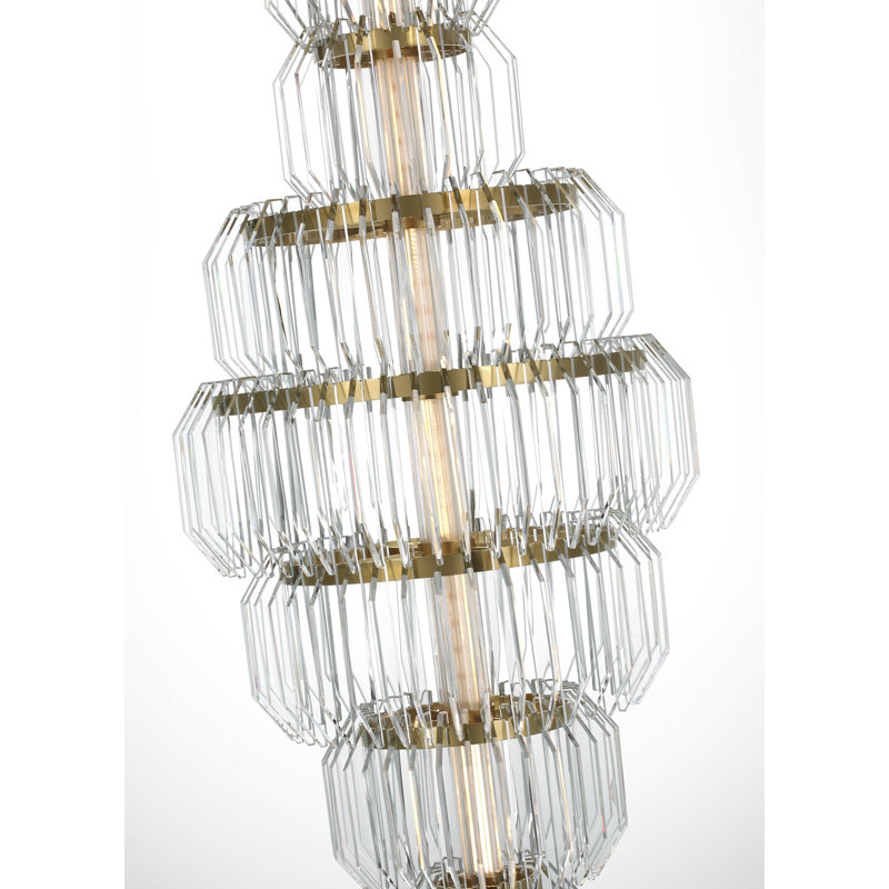 Waterford Killarney 19" Layered Entry Chandelier with Clear Crystal, Natural Brass