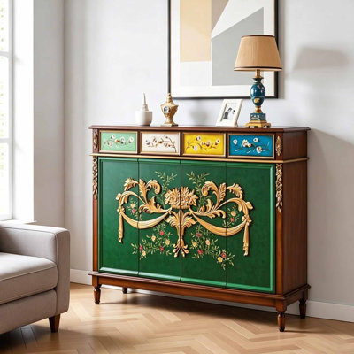 European style retro painted shoe cabinet