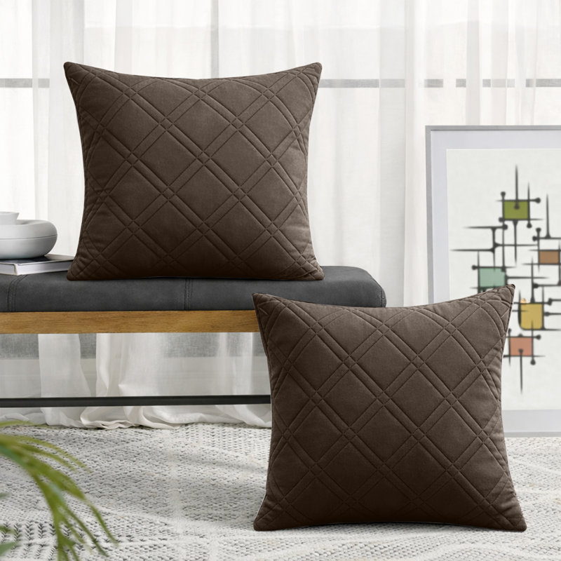 Geometric Square Cushion, Coffee