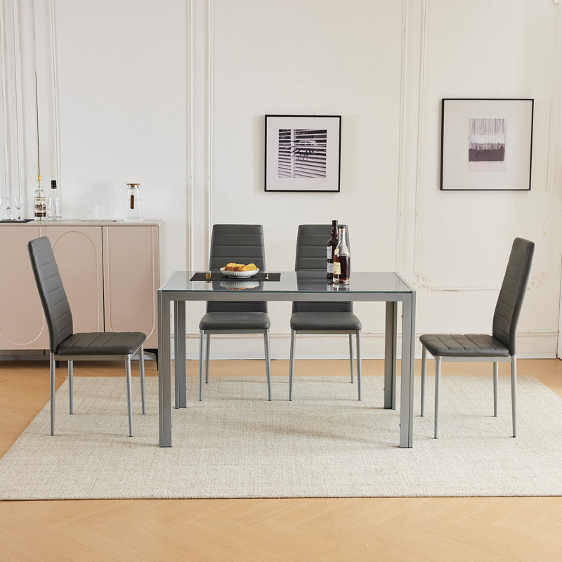 Siège pour 4 ensembles de tables de salle à manger en verre trempé