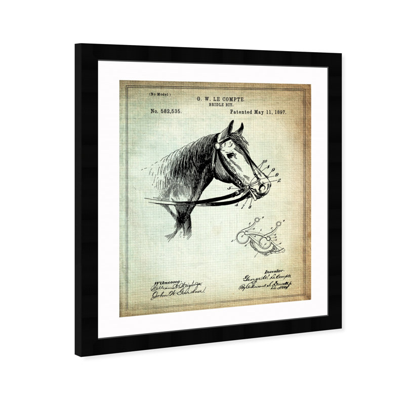 « bridle bit 1897 », impression encadrée, H 18 po x l 15 po x P 0,5 po