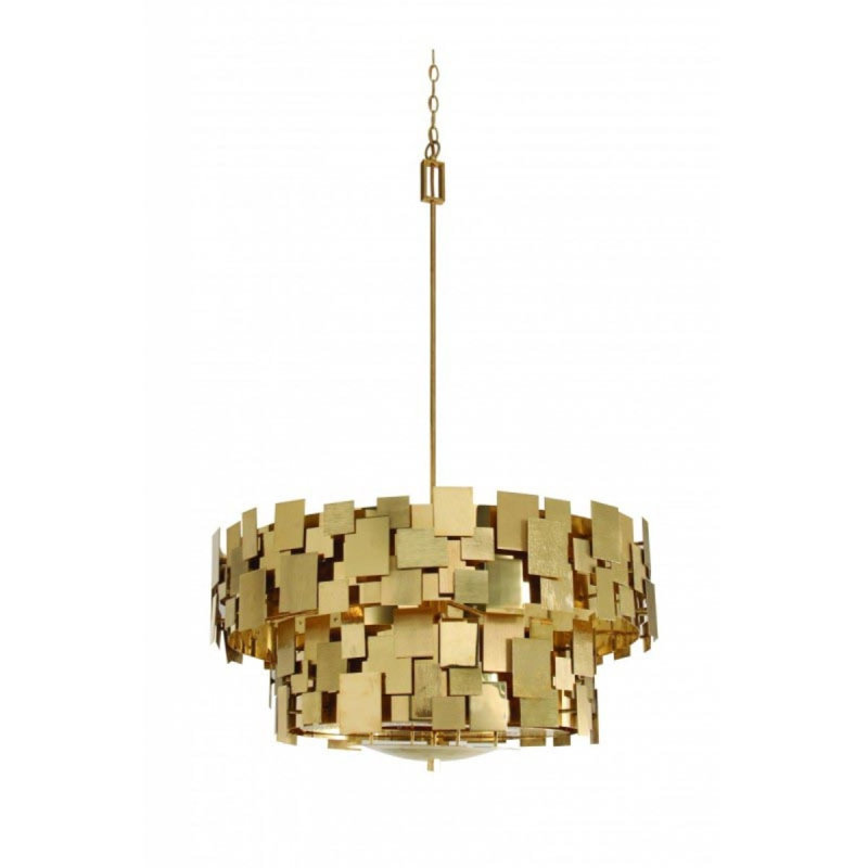 Lustre tambour Luca, Or brossé, H 86 po x l 59 po x P 59 po