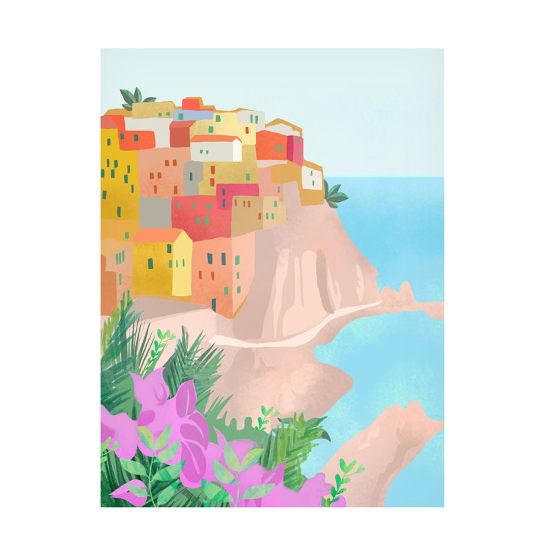 «Cinque Terre» sur toile par Petra Lizde, H 19 po x l 14 po x P 2 po