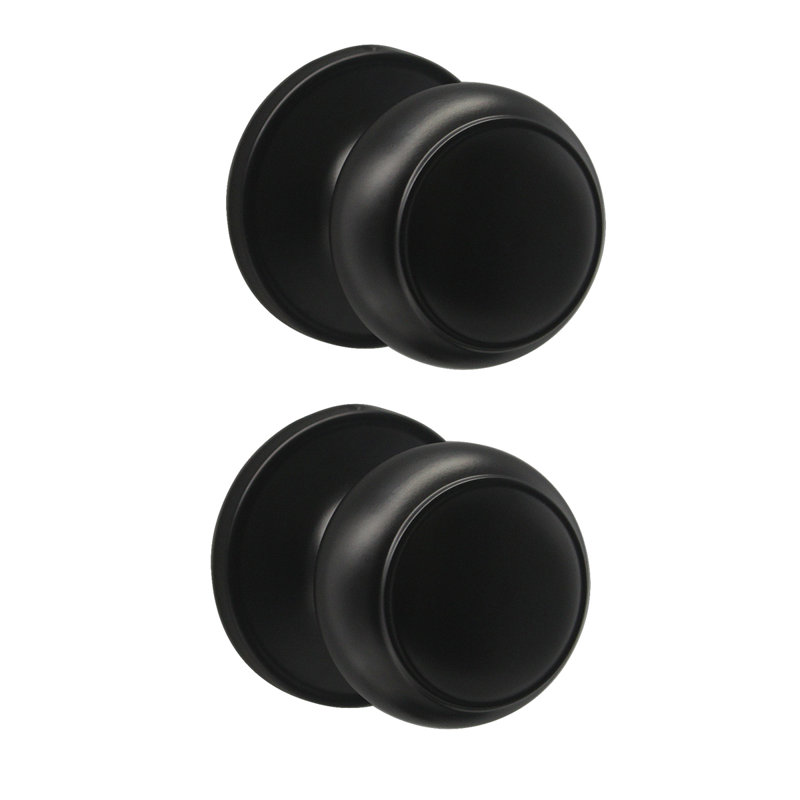 Flat Door Knob, Single Dummy, Black