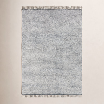 Swifton Gray Hand-Knotted Striped Wool Rug