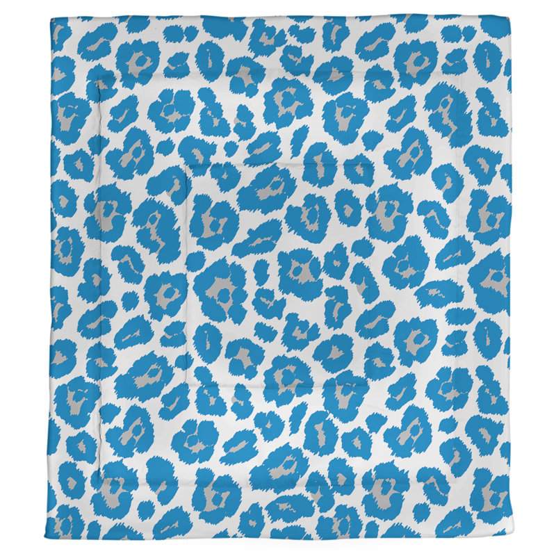 Polyester Animal Print Comforter, King Comforter, Silver/Black/Blue