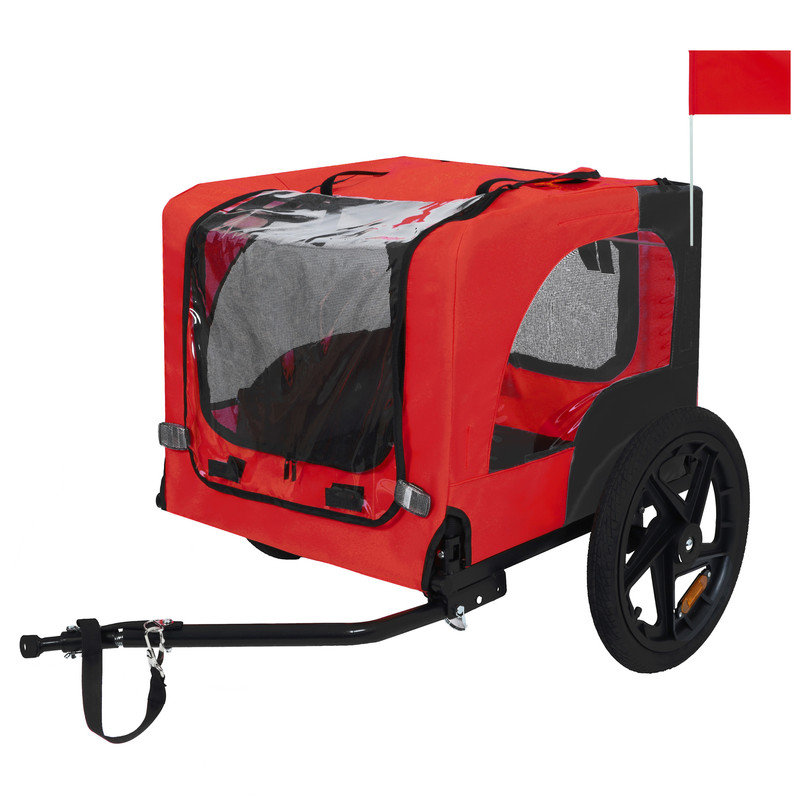 Chariot de remorque pliable pour vélo pour animaux de compagnie avec roues à dégagement rapide, plancher antidérapant et laisse intérieure pour petits chiens de taille moyenne