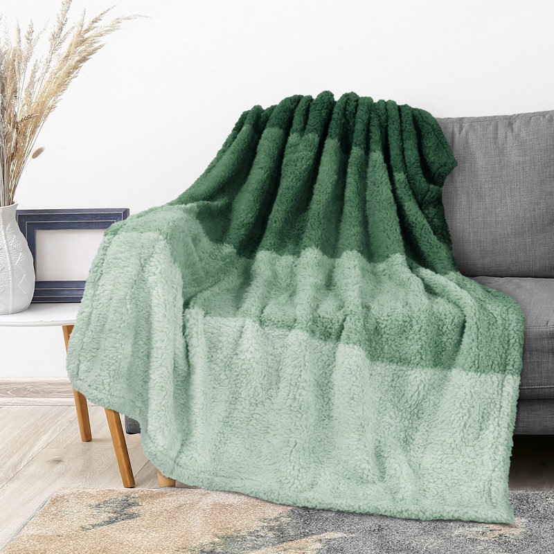 Jeté de lit Fluffy Sherpa, Jeté, Dégradé / vert