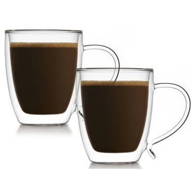 Bonjour Coffee 2-Piece Insulated Glass Cappuccino Cup Set