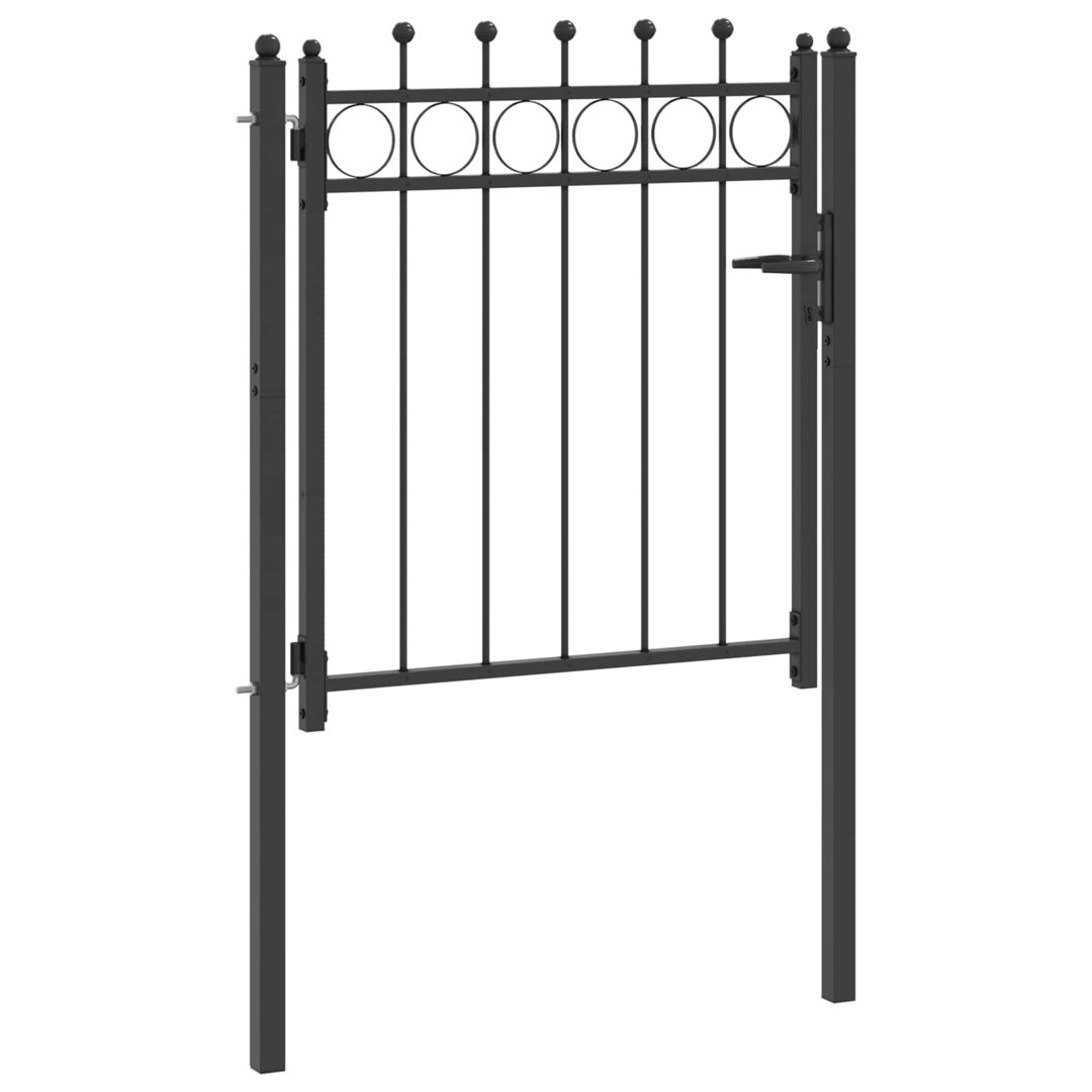 Vidaxl Fence Gate HORST Black Metal Modern Outdoor Barrier Security Entry
