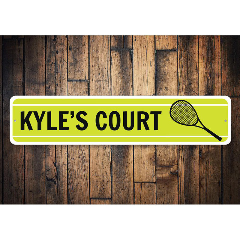 Plaque de tennis en métal, H 4 po x l 18 po x P 0,04 po
