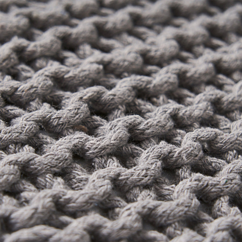 TABOURET EN TRICOT TRICOTÉ, Coton gris pâle