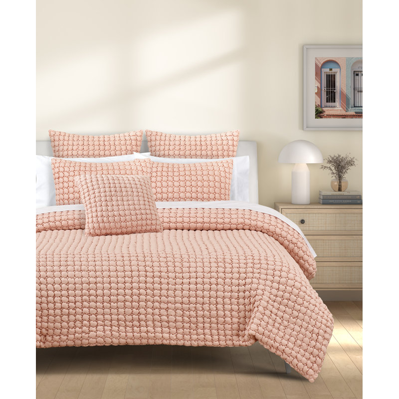 Coussin décoratif matelassé Marshmallow Puff, Rosé