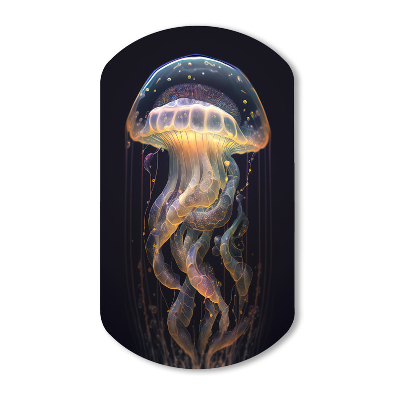 Art mural asymétrique en métal Jellyfish III, H 43 po x l 23 po