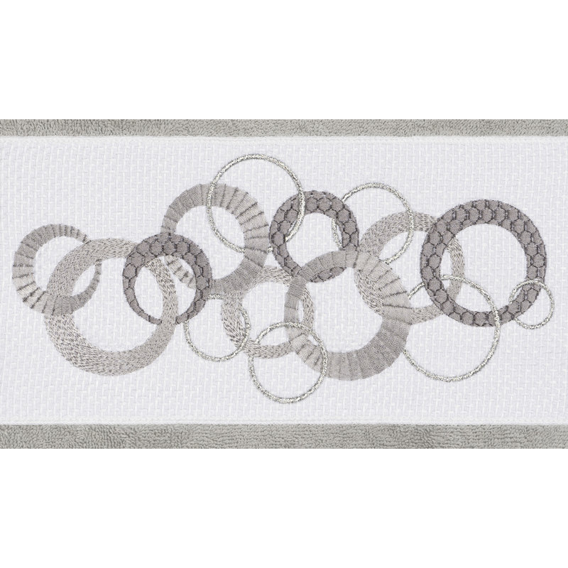 Annabelle Textiles 3 Piece 100% Turkish Cotton Embellished Towel Set, Light Gray