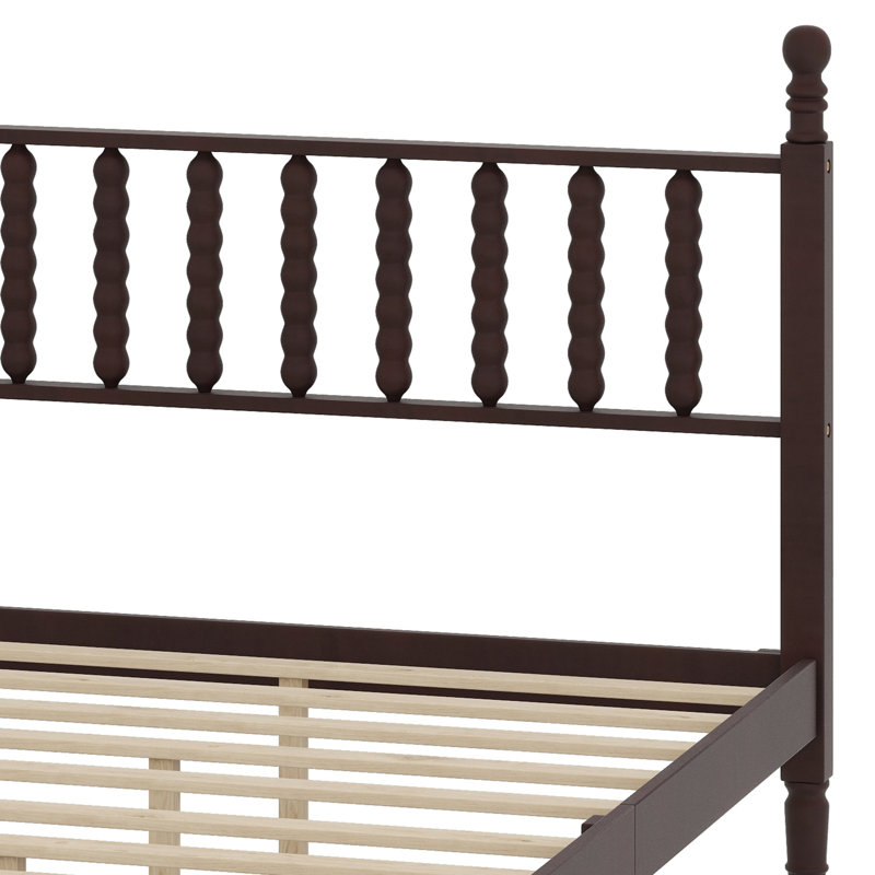 Lit plateforme en bois avec tête de lit en forme de gourde, lit plateforme de style rétro avec support à lattes en bois