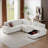 Sectional Sofa Modular Storage Convertible Sleeper for Home Apartment Office | Corduroy | Snow White
