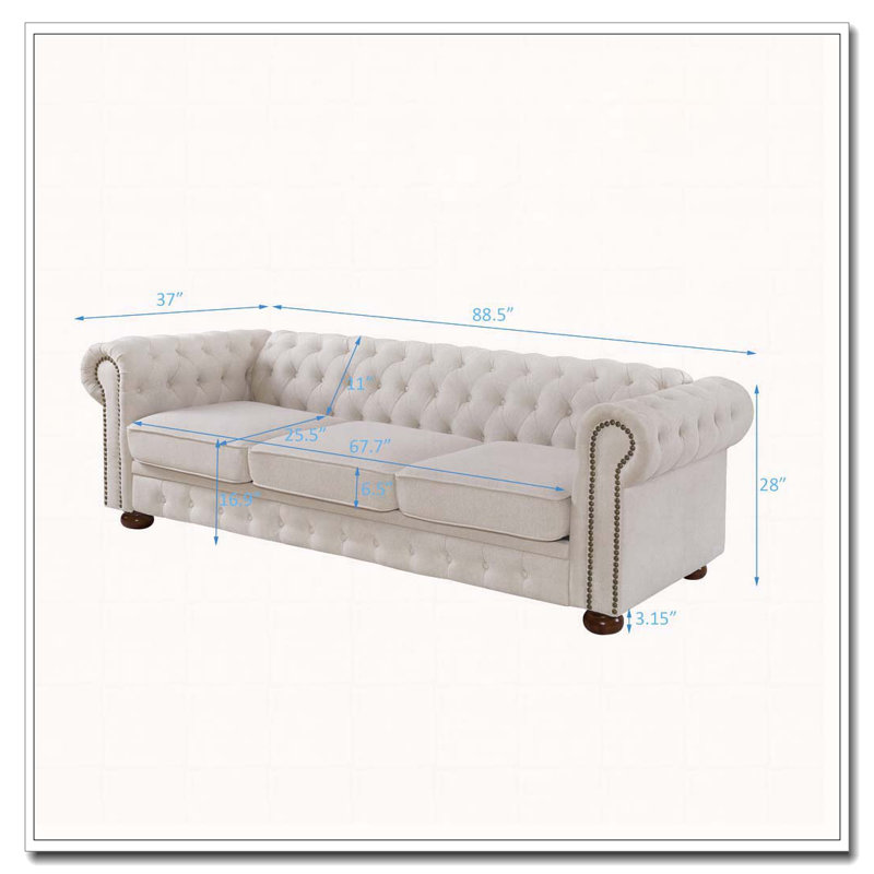 Canapé Chesterfield de salon, Beige