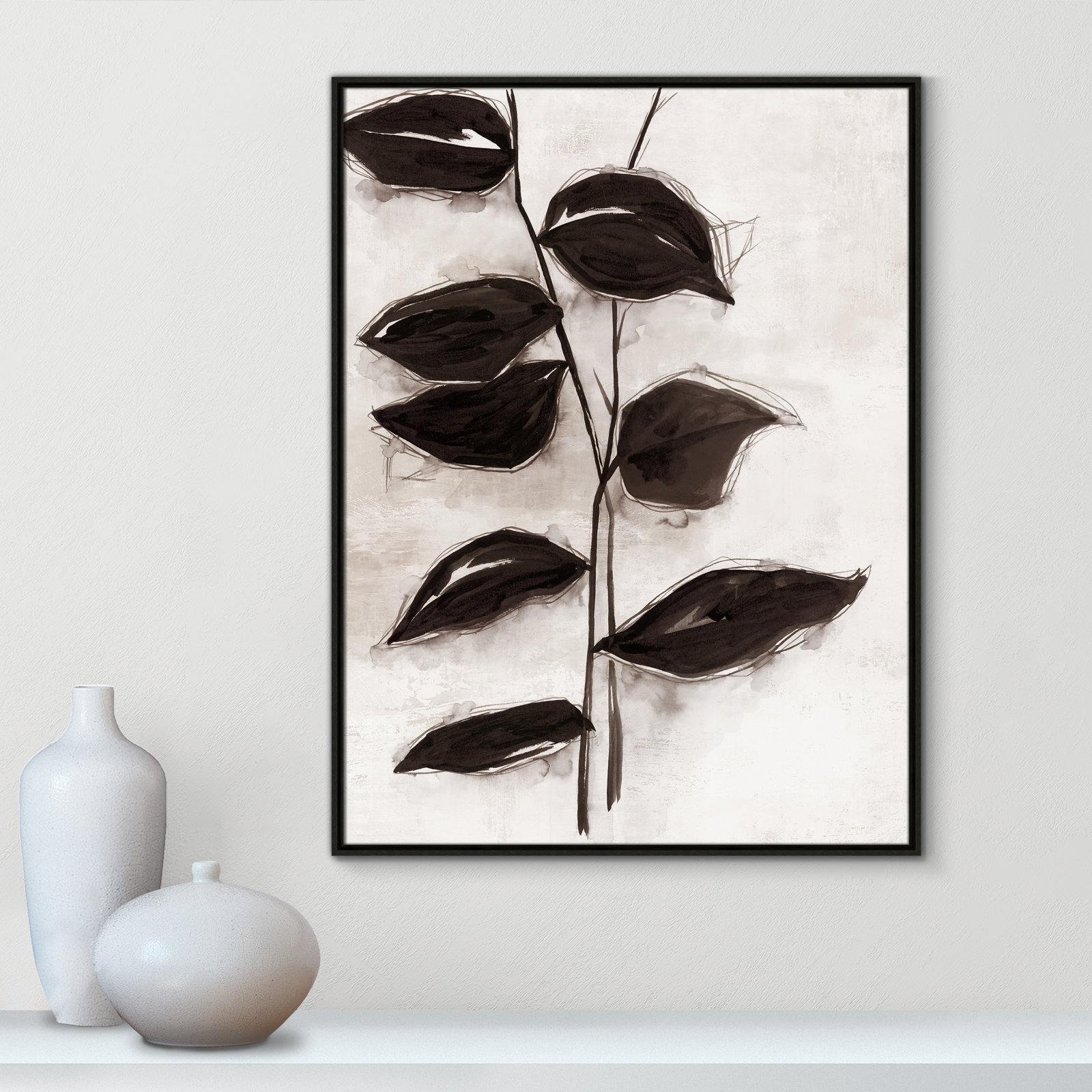 Leaves "Leaves I" Print, 41.5" H x 31.5" W x 2" D, Espresso Framed