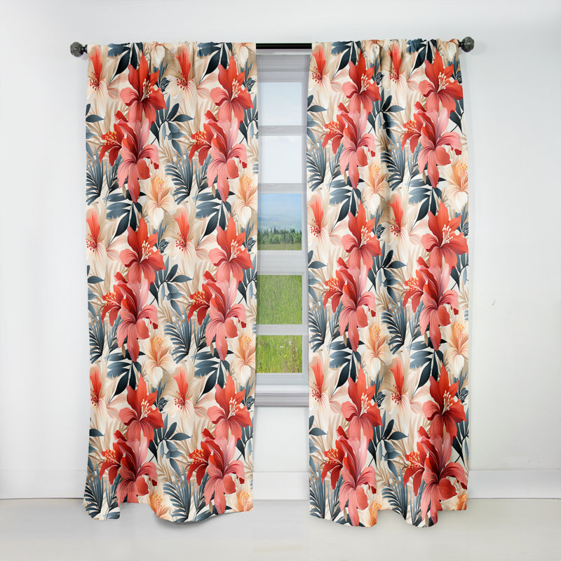 Motif tropical de motif tropical II - Panneaux de rideaux tropicaux, L 52 po x L 84 po