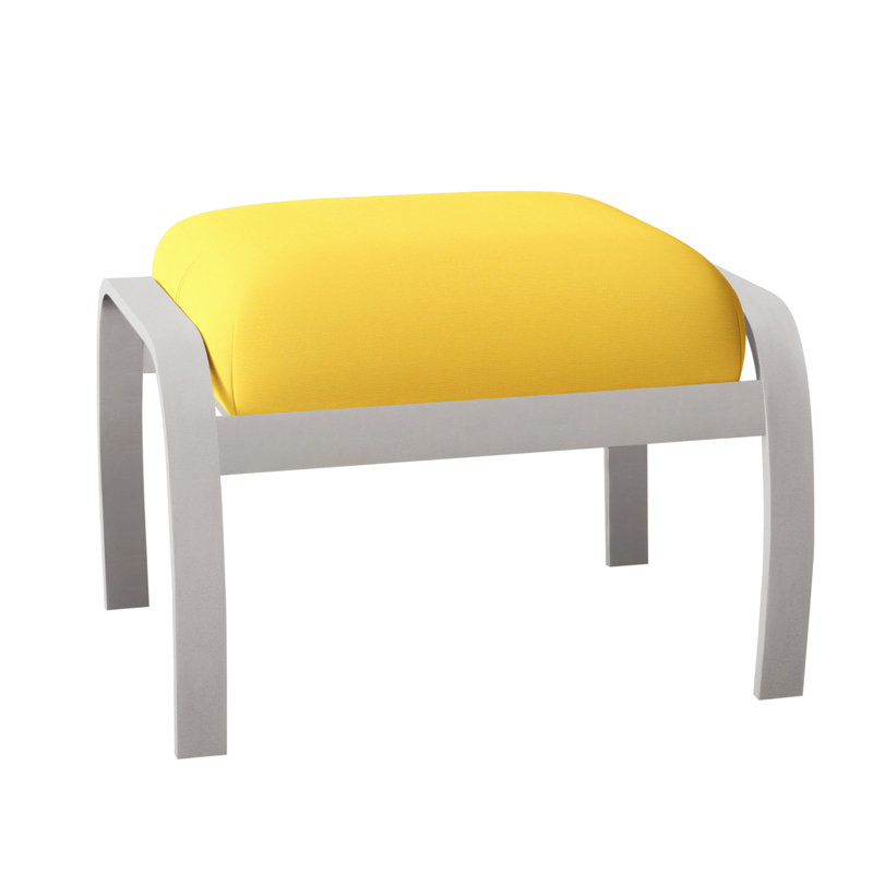 Repose-pieds avec coussin Askar, Gris chaleureux texturé, Toile Sunbrella® jaune tournesol