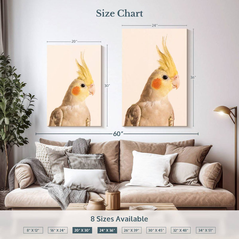 Brampt Smiling Cockatiel, 36" H x 24" W