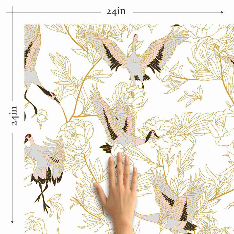 Panneau de papier peint adhésif oiseaux, L 102 po x l 24 po