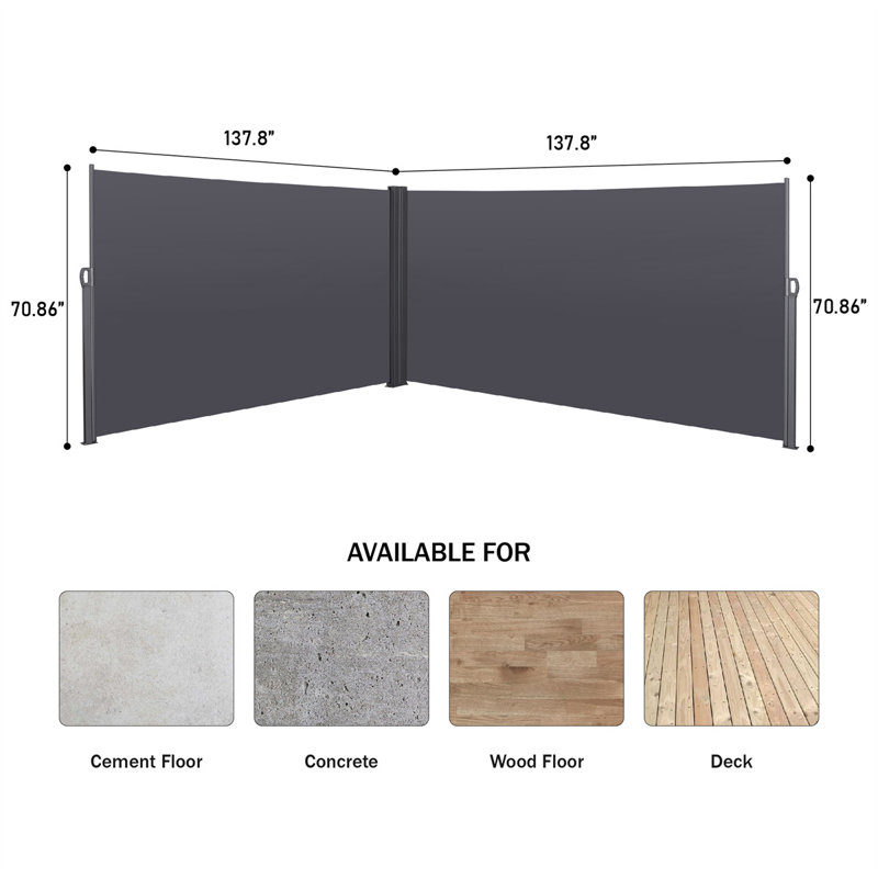 Waterproof & UV-Resistant Privacy Screen,Retractable Side Awning,Screen Divider Roll Up Balcony