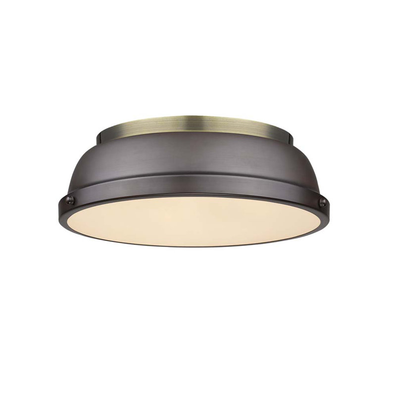 Calico Steel Flush Mount, Aged Brass, Rubbed Bronze