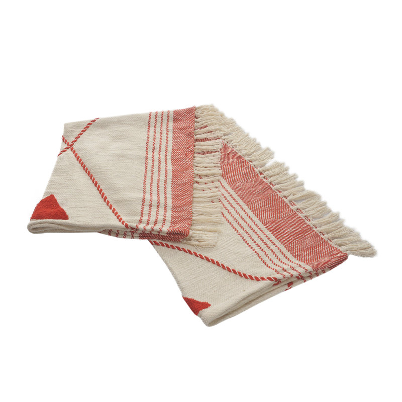 Jeté 100% coton, Rouge / blanc