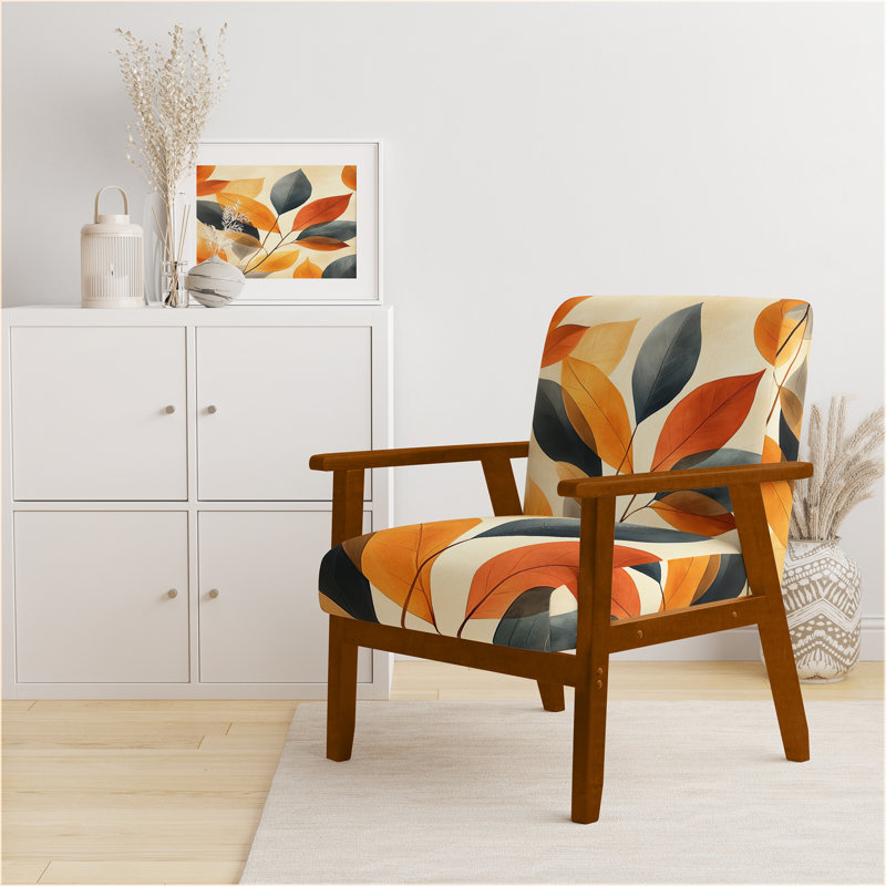 Chaise rembourrée Leaves - Fauteuil Ficus III Earth Tone, Brown Square Arms