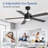 Beil 52/65 inch Large Modern Ceiling Fan with Light Kit and Remote Control, 3 LED Colors, 6 Speed Noiseless DC Motor, 5 Plywood Blades, for Indoor/Covered Outdoor Use-737384909-673680664-673680667