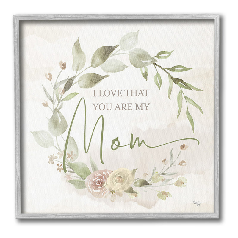 «Mother's Day Rose Wreath Single Frame Frame» par Mollie B. sur toile, Gris, H 17 po x l 17 po