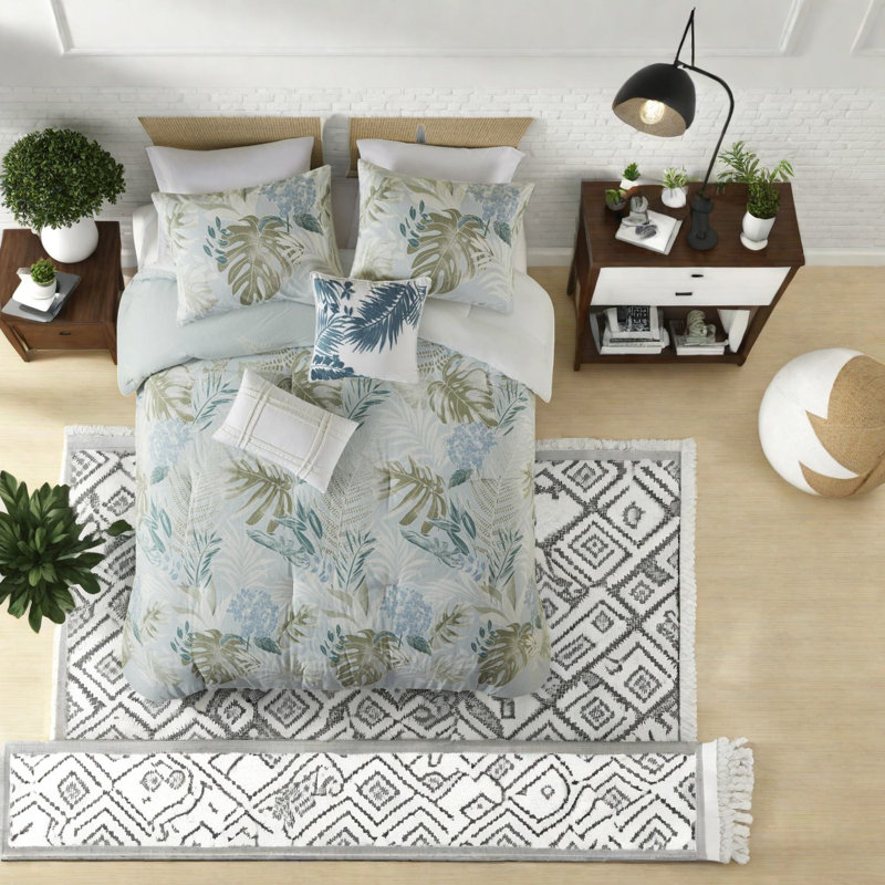 Premium Blue Cotton Bedding Set, Oversized Comforter, Coastal Decor