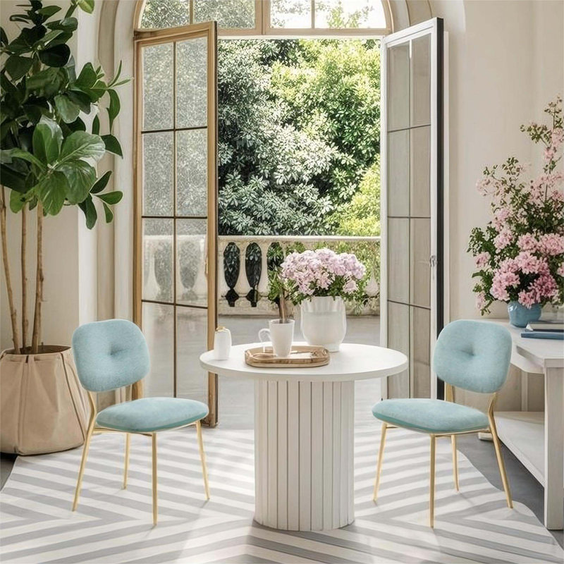 Ensemble de 2 chaises de salle à manger, Vert, Doré