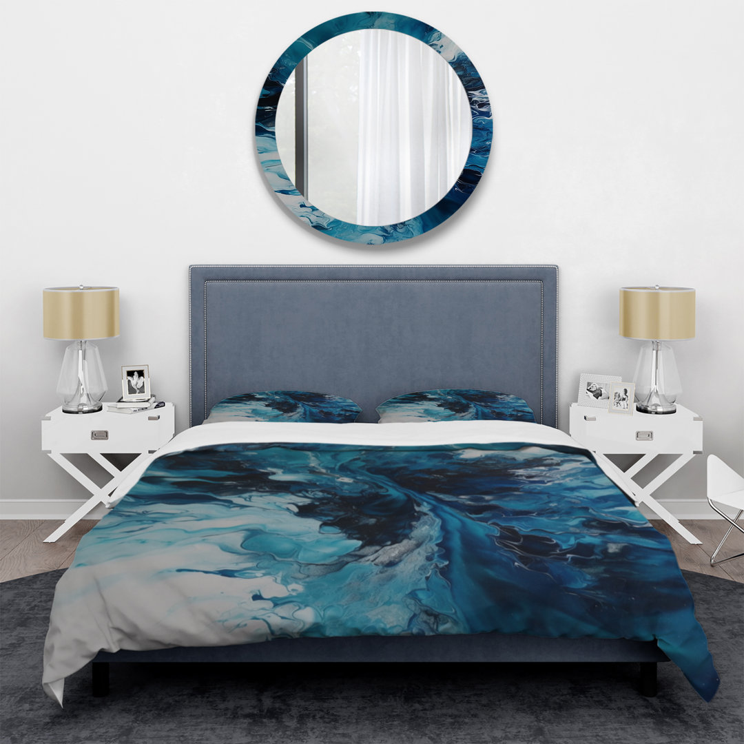 Teal and Black Aqueous Whimsy I Microfiber / Polyester Duvet Cover SetMicrofiber / Polyester Duvet Cover Set Design Art