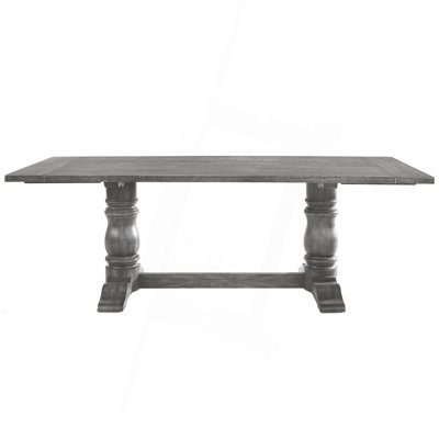 Rectangular Trestle Table With Double Turned Pedestal, Weathered