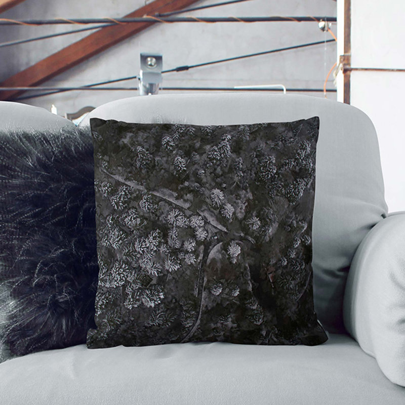 Moody Forest Cushion with Filling, Black, 55cm H x 55cm W x 20cm D