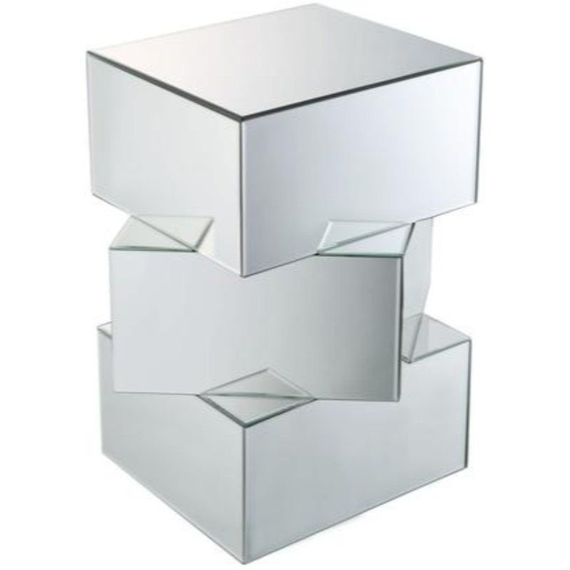 Table de bout en verre et miroir Alenah