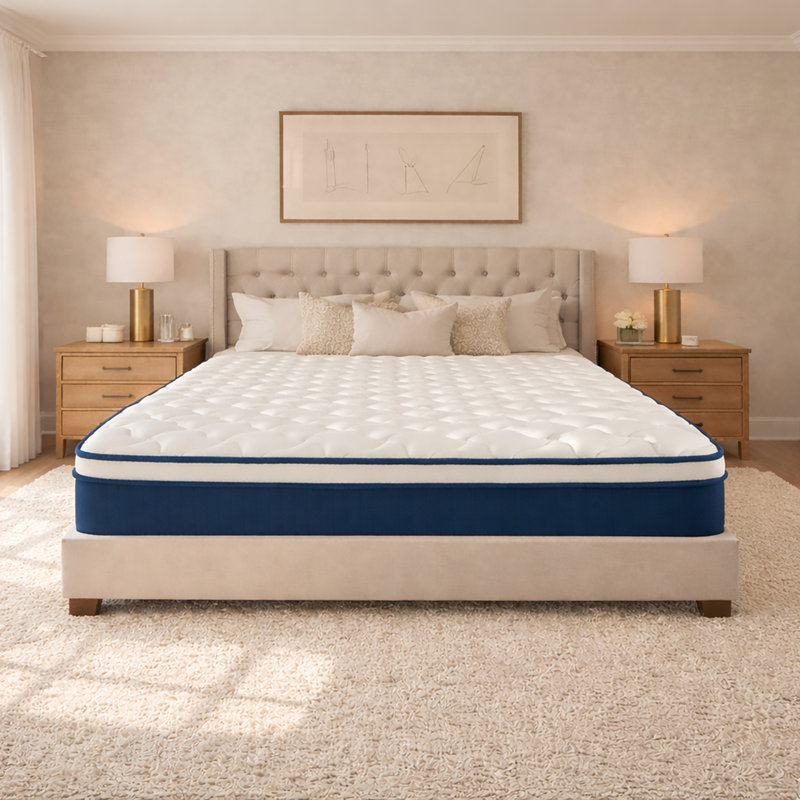 Matelas hybride complet 14 po dans une boîte - Mousse viscoélastique rafraîchissante de taille moyenne sans fibre de verre et certifié CertiPUR-US