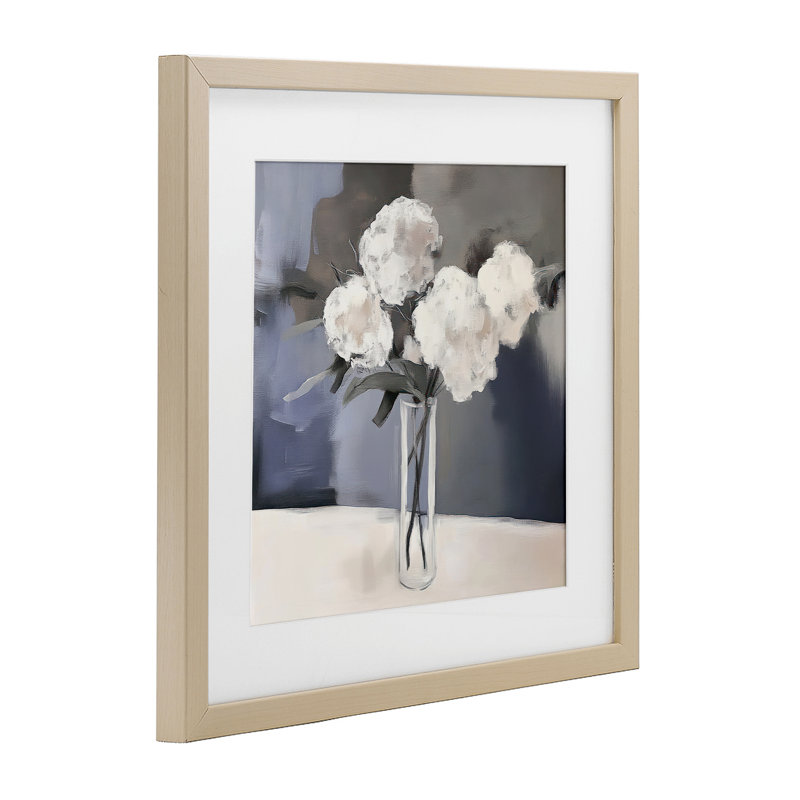 «Gentle Petals», reproduction sous verre encadrée, design par Mona Grace, H 13 po x l 13 po, Cadre de récolte en pin