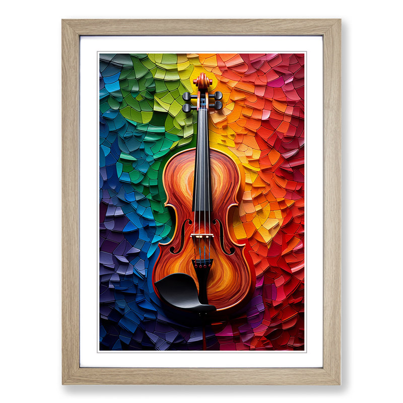 Violin Colour Field - Framed Print, Oak, 64cm H x 46cm W x 2cm D