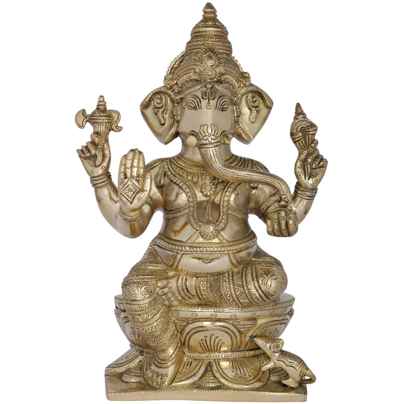 Figurine de lord Ganesha accordant Abhaya à ses dévots en laiton