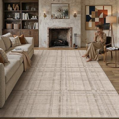 CozyGrid Modern Textured Plaid Area Rug