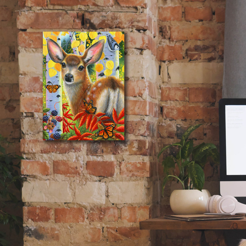«Little Fawn's Autumn» par Bridget Voth, art mural sur toile, H 16 po x l 12 po x P 0,75 po