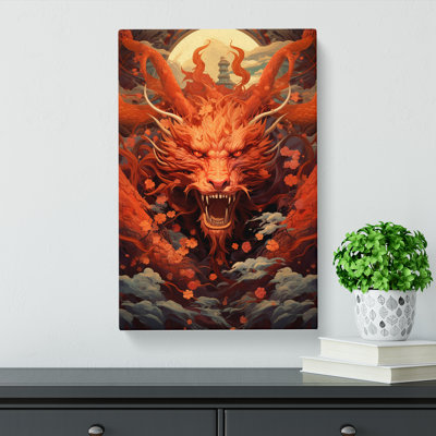 Chinese Dragon Futurism Art - Wrapped Canvas