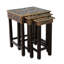 Ensemble de 3 tables d'appoint artisanales en bois et en cuir travaillé artisanal Bird of Paradise