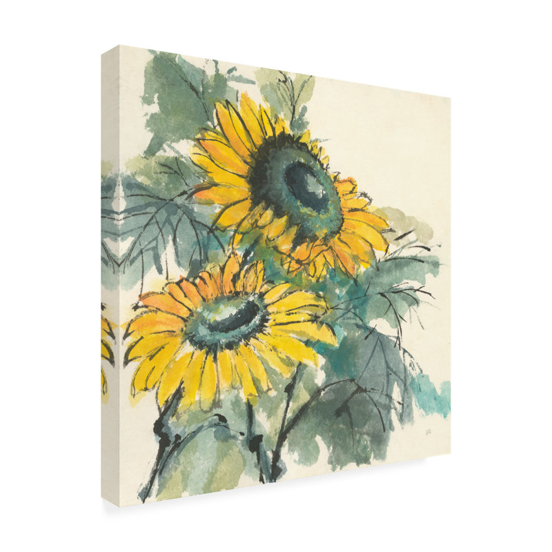 Toile d'extérieur «Sunflower Watercolor I» par Chris Paschke, H 24 po x l 24 po x P 1,5 po