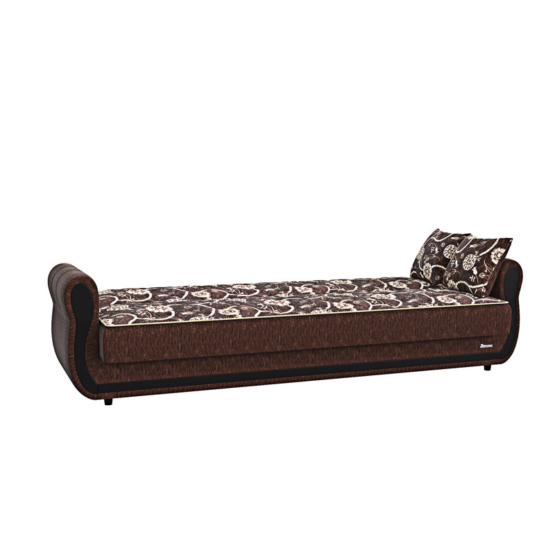 Canapé-lit rembourré convertible avec rangement, Brun